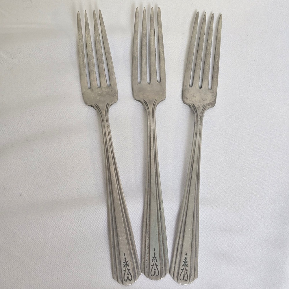 International Silver Avon Pattern Silverplate Forks, Set of‎ 3, 7" Vintage
